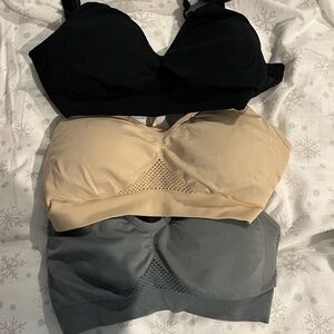 Women's 3 Pumping Bra Padded Set - Black, Beige, and Gray